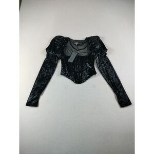 Dolls kill Corset Women's Small Black Crushed Velvet Gothcore Emogirl‎ Witchcore